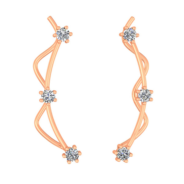 Серьги-клаймберы из красного золота с фианитами (арт. 110647) – изображение 1