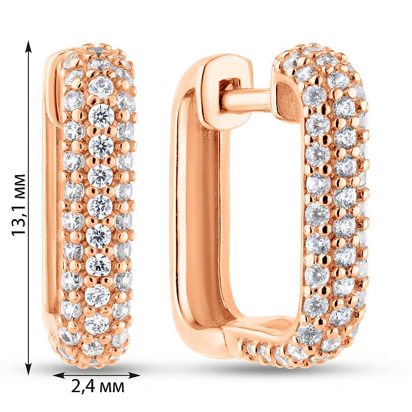Сережки з червоного золота з фіанітами (арт. 2106331101) – зображення 4
