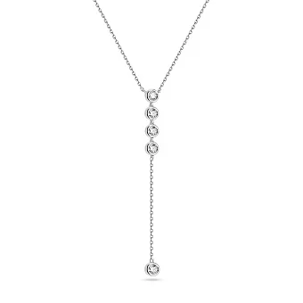 Кольє-краватка з білого золота з діамантовою доріжкою (арт. Ц341283020б)