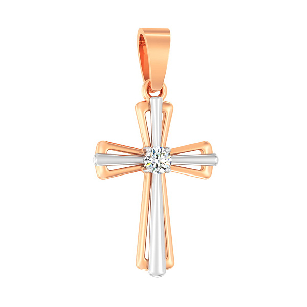 Золотая подвеска-крестик с бриллиантом (арт. П011024005) – изображение 1