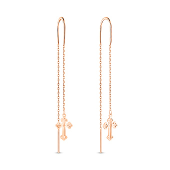 Фото Золоті сережки-протяжки з хрестиками (арт. 1091699)