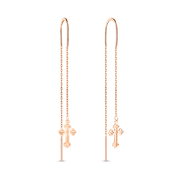 Золоті сережки-протяжки з хрестиками (арт. 1091699) – зображення 1