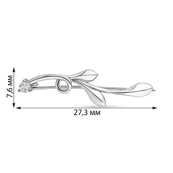 Золота брошка з фіанітом (арт. 360088б) – зображення 2