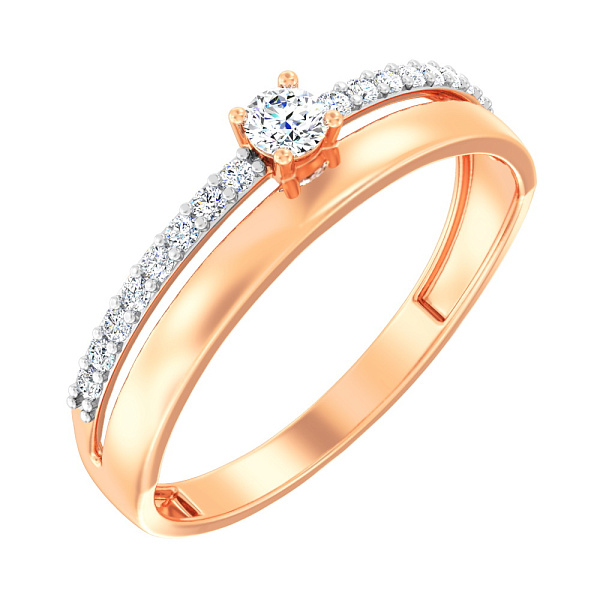 Каблучка з діамантами з червоного золота (арт. К011146020) – зображення 1