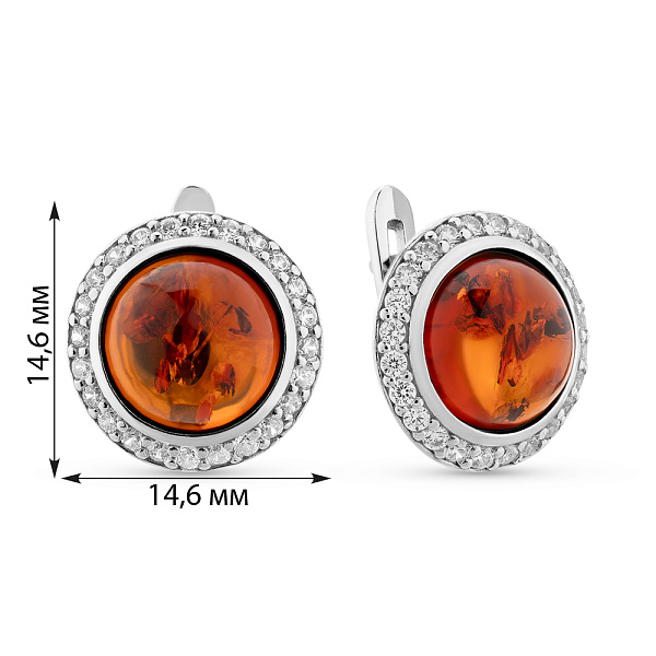 Серебряные серьги с янтарем и фианитами (арт. 7502/870ЯС) – изображение 2