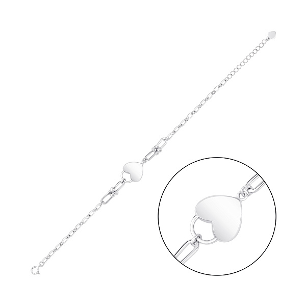 Серебряный браслет Сердце без камней (арт. 7509/5435) – изображение 1