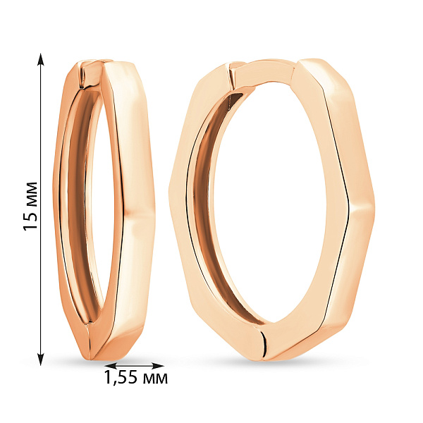Серьги-кольца из красного золота (арт. 107823/15) – изображение 4