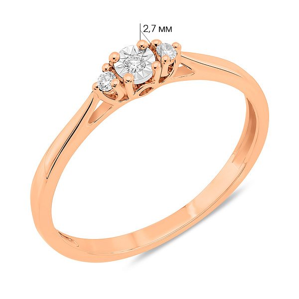 Кольцо из красного и белого золота с бриллиантами (арт. К011742005) – изображение 3