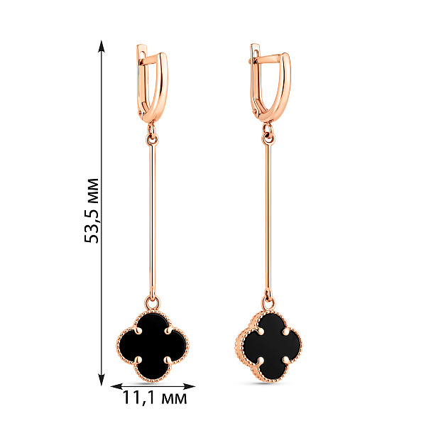 Золоті сережки з оніксом (арт. 110716/10о) – зображення 3