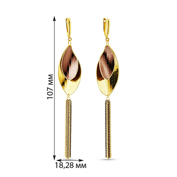Золоті сережки з підвісками Francelli (арт. 105498жкр) – зображення 2