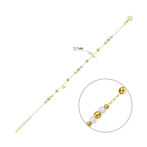 Золотий браслет з перлами (арт. 326192жпрлб) – зображення 2