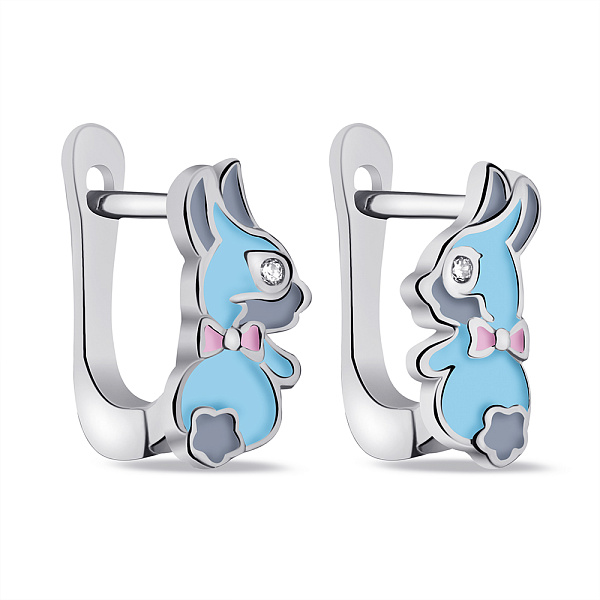 Детские серьги Зайчики из серебра (арт. 7502/СК2Ф/276) – изображение 1