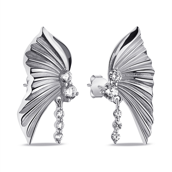 Серебряные серьги-пусеты с фианитами (арт. 7518/6930) – изображение 1