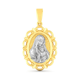 Фото Ладанка из золота Божья Матерь и Иисус (арт. 440946ж)