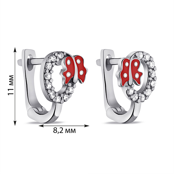 Серебряные детские серьги Бабочка с эмалью (арт. 7502/3098екб) – изображение 2