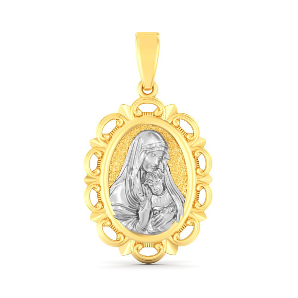 Ладанка из золота Божья Матерь и Иисус (арт. 440946ж) – изображение 1