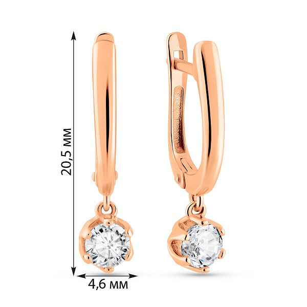 Золотые серьги-подвески с фианитами (арт. 2107634101) – изображение 4