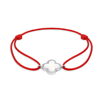 Фото Браслет на нити с вставкой из серебра с перламутром (арт. 7309/4481/20пк)