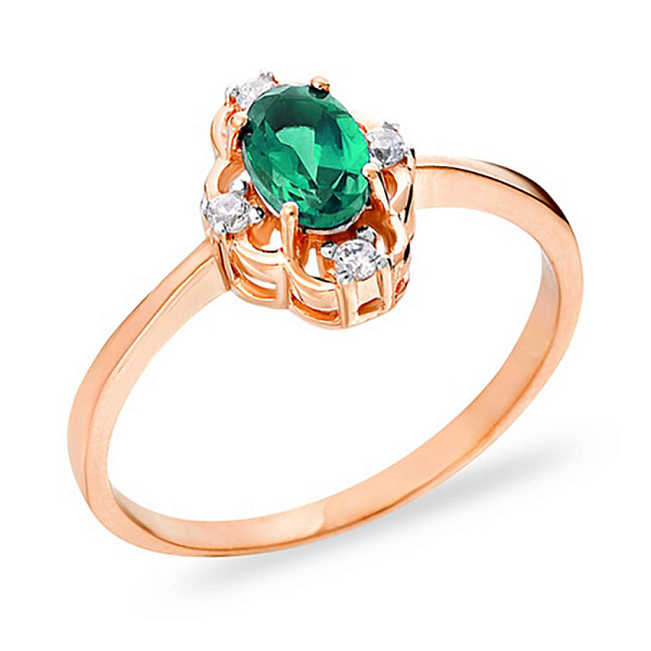 Каблучка з червоного золота з кварцом і фіанітами (арт. 140676Пз) – зображення 1