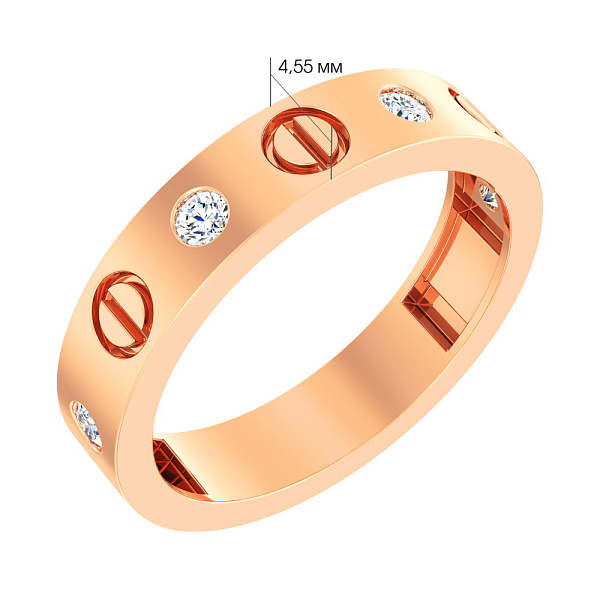 Золота каблучка з фіанітами (арт. 140380) – зображення 2