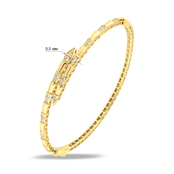 Жорсткий браслет з жовтого золота з фіанітами (арт. 326346ж) – зображення 3