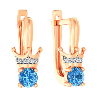 Фото Сережки дитячі з червоного золота з фіанітами (арт. 110817г)