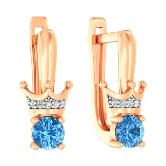 Сережки детские из красного золота с фианитами (арт. 110817г)