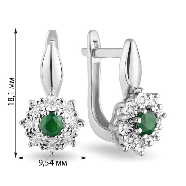 Серьги из белого золота с изумрудом и бриллиантами (арт. С011062би) – изображение 2