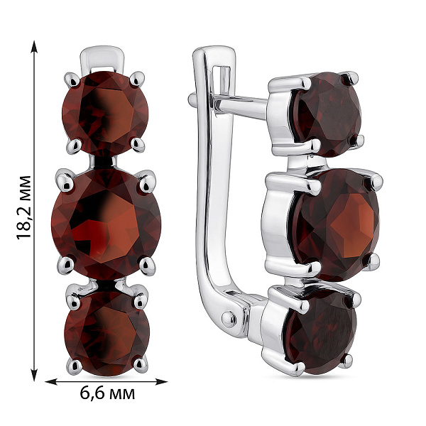 Срібні сережки з гранатом (арт. 7502/1914977Г) – зображення 2