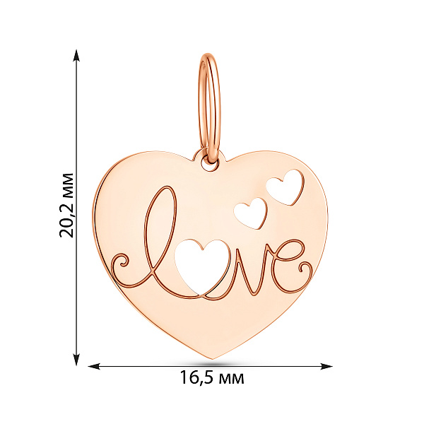 Подвеска из красного золота Love (арт. 440921) – изображение 3