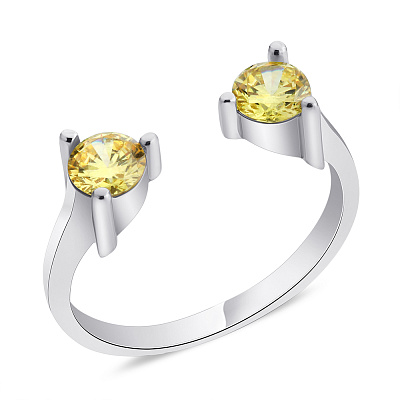Безразмерное кольцо серебряное с желтыми альпинитами  (арт. 7501/5867аж)