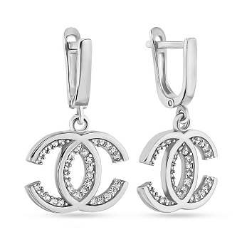 Фото Сережки-підвіски золоті з фіанітами (арт. 107534б)