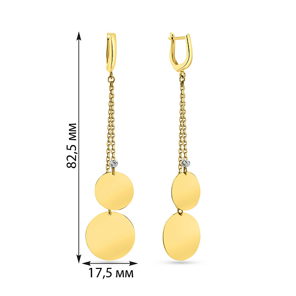 Золотые серьги Монеты с подвесками (арт. 106525жб) – изображение 2