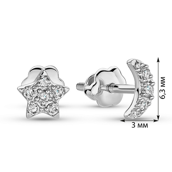 Золотые серьги луна и звезда с бриллиантами  (арт. С341320010б) – изображение 4