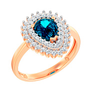 Кольцо из красного золота с топазом и фианитами (арт. 141161Пл)