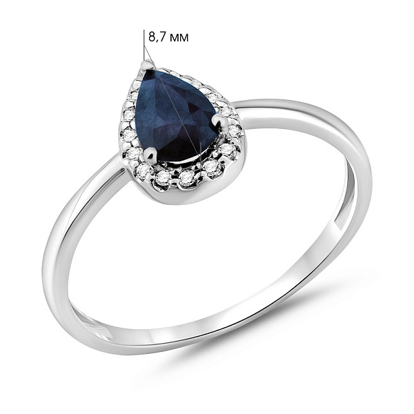 Золота каблучка з сапфіром та діамантами (арт. К011235бс) – зображення 4