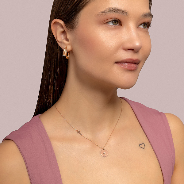 Золотые сережки Гвоздь с фианитами (арт. 1092174) – изображение 4