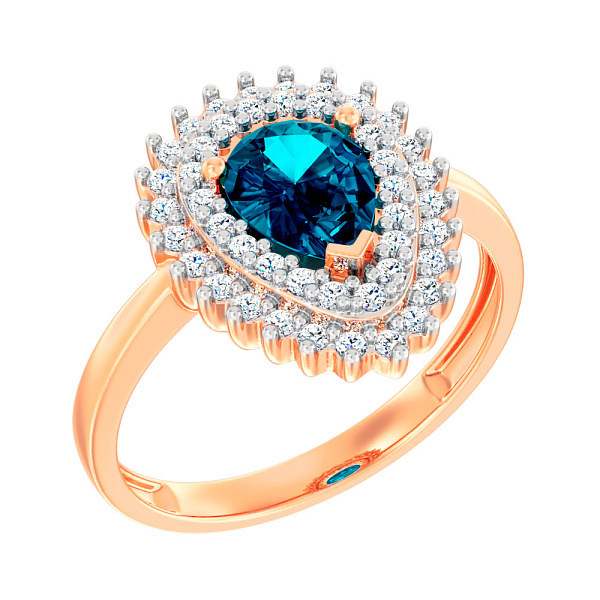 Кольцо из красного золота с топазом и фианитами (арт. 141161Пл) – изображение 1