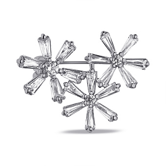 Серебряная брошь Цветы с фианитами (арт. 7505/224)