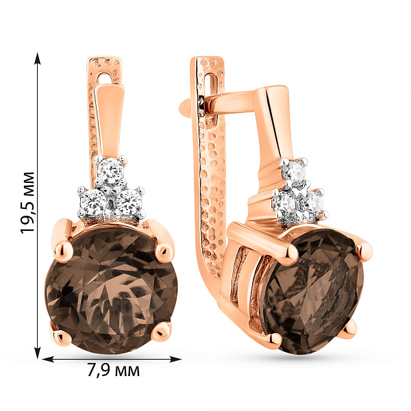 Золотые серьги с кварцем и фианитами (арт. 104304Р) – изображение 2