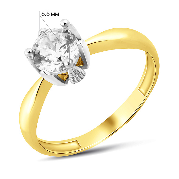 Золотое помолвочное кольцо с фианитом (арт. 142500ж) – изображение 6