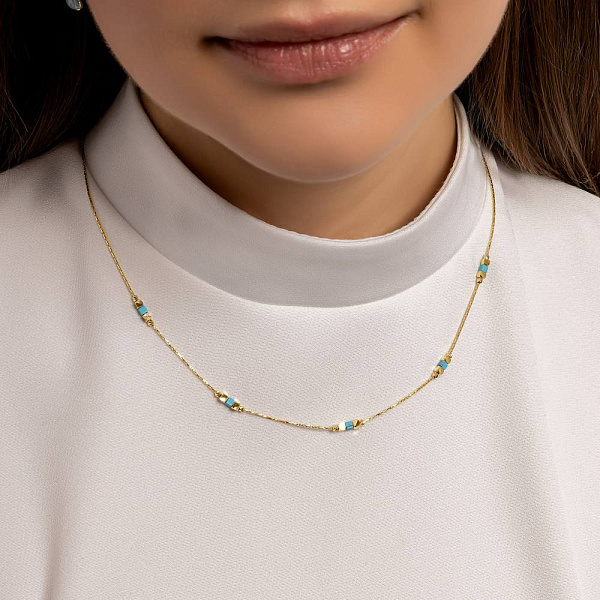 Золотое колье с бирюзой Francelli (арт. 352954жБ) – изображение 2