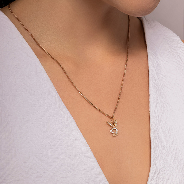 Золотий кулон Зайчик з фіанітами (арт. 421760) – зображення 2