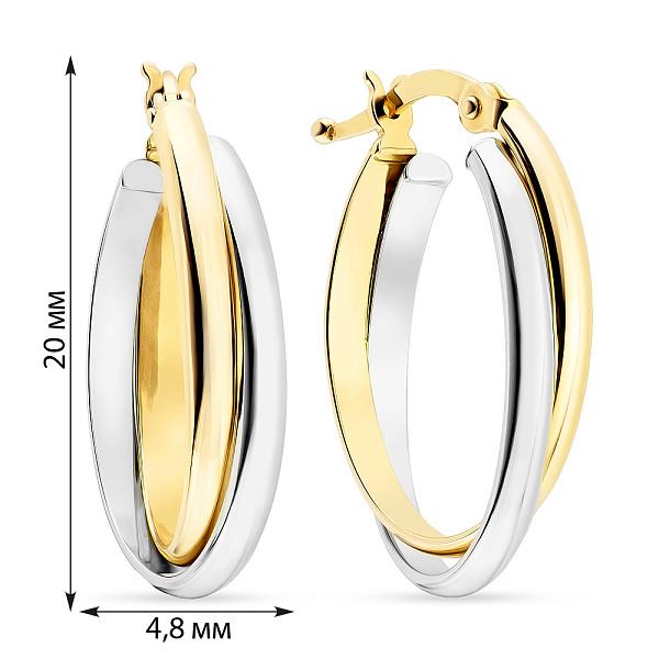 Серьги-кольца из желтого и белого золота (арт. 105970/20жб) – изображение 4