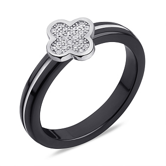 Кольцо из серебра и керамики с эмалью и фианитами (арт. 7501/6909кмчеб)