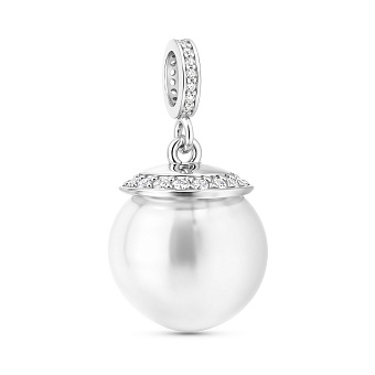 Фото Серебряная подвеска с жемчугом и фианитами (арт. 7503/830жбП)