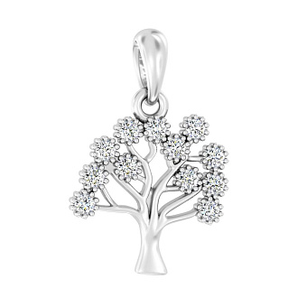 Фото Подвес Дерево жизни из белого золота с фианитами (арт. 440695б)