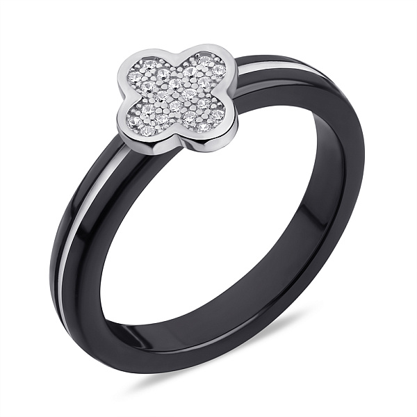 Каблучка зі срібла та кераміки з емаллю і фіанітами (арт. 7501/6909кмчеб) – зображення 1