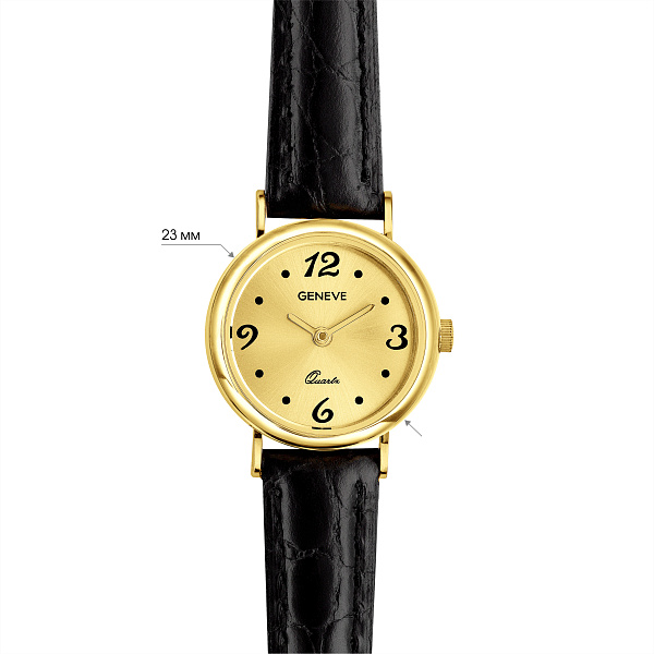 Золотые часы с кожаным ремешком (арт. 260300жжч) – изображение 4