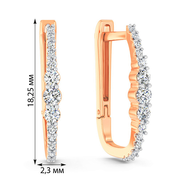 Золоті сережки з доріжкою з фіанітів (арт. 110633) – зображення 5